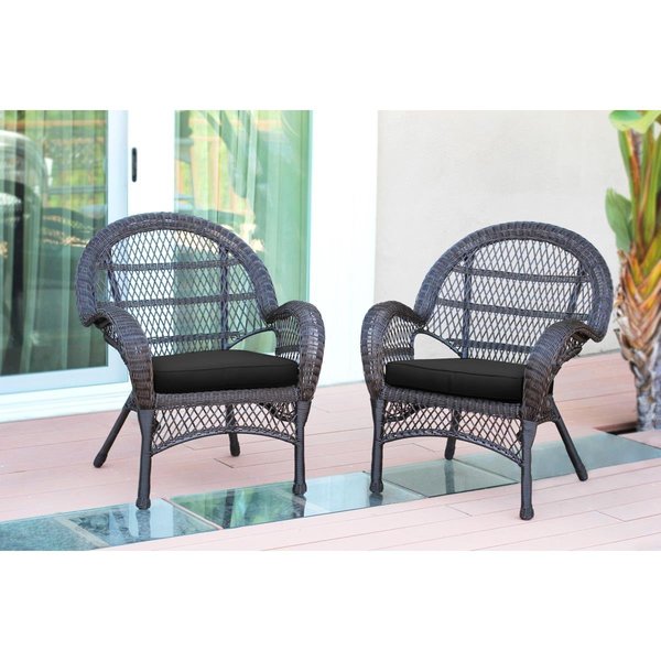 Propation W00208-C-2-FS017-CS Espresso Wicker Chair with Black Cushion PR1081343